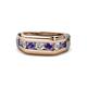 1 - Brad 1.01 ctw Iolite and Lab Grown Diamond 7 Stone Men Wedding Ring 