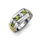 4 - Brad 1.12 ctw Peridot and Lab Grown Diamond 7 Stone Men Wedding Ring 