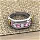 3 - Brad 1.08 ctw Pink Sapphire and Lab Grown Diamond 7 Stone Men Wedding Ring 