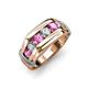 4 - Brad 1.08 ctw Pink Sapphire and Lab Grown Diamond 7 Stone Men Wedding Ring 