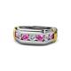 1 - Brad 1.08 ctw Pink Sapphire and Lab Grown Diamond 7 Stone Men Wedding Ring 