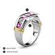 5 - Brad 1.08 ctw Pink Sapphire and Lab Grown Diamond 7 Stone Men Wedding Ring 
