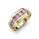 4 - Brad 1.08 ctw Pink Sapphire and Lab Grown Diamond 7 Stone Men Wedding Ring 