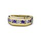 1 - Brad 1.01 ctw Iolite and Lab Grown Diamond 7 Stone Men Wedding Ring 
