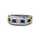 1 - Brad 1.01 ctw London Blue Topaz and Lab Grown Diamond 7 Stone Men Wedding Ring 