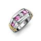 4 - Brad 1.08 ctw Pink Sapphire and Lab Grown Diamond 7 Stone Men Wedding Ring 