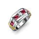 4 - Brad 1.08 ctw Ruby and Lab Grown Diamond 7 Stone Men Wedding Ring 