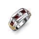 4 - Brad 1.12 ctw Red Garnet and Lab Grown Diamond 7 Stone Men Wedding Ring 