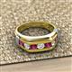 3 - Brad 1.12 ctw Rhodolite Garnet and Lab Grown Diamond 7 Stone Men Wedding Ring 