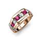 4 - Brad 1.12 ctw Rhodolite Garnet and Lab Grown Diamond 7 Stone Men Wedding Ring 