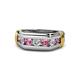 1 - Brad 1.05 ctw Pink Tourmaline and Lab Grown Diamond 7 Stone Men Wedding Ring 