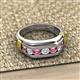 3 - Brad 1.05 ctw Pink Tourmaline and Lab Grown Diamond 7 Stone Men Wedding Ring 