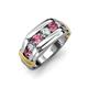 4 - Brad 1.05 ctw Pink Tourmaline and Lab Grown Diamond 7 Stone Men Wedding Ring 