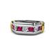 1 - Brad 1.12 ctw Rhodolite Garnet and Lab Grown Diamond 7 Stone Men Wedding Ring 
