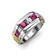 4 - Brad 1.12 ctw Rhodolite Garnet and Lab Grown Diamond 7 Stone Men Wedding Ring 