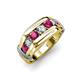 4 - Brad 1.12 ctw Rhodolite Garnet and Lab Grown Diamond 7 Stone Men Wedding Ring 