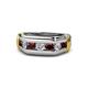 1 - Brad 1.12 ctw Red Garnet and Lab Grown Diamond 7 Stone Men Wedding Ring 