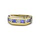 1 - Brad 1.05 ctw Tanzanite and Lab Grown Diamond 7 Stone Men Wedding Ring 