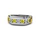 1 - Brad 1.05 ctw Yellow Diamond and Lab Grown Diamond 7 Stone Men Wedding Ring 