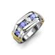4 - Brad 1.05 ctw Tanzanite and Lab Grown Diamond 7 Stone Men Wedding Ring 