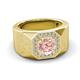 3 - Dominic 1.17 ctw Morganite Hexagonal Halo Men Wedding Band (11 mm) 