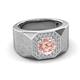 3 - Dominic 1.17 ctw Morganite Hexagonal Halo Men Wedding Band (11 mm) 