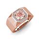 4 - Dominic 1.17 ctw Morganite Hexagonal Halo Men Wedding Band (11 mm) 