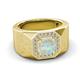 3 - Dominic 0.96 ctw Opal Hexagonal Halo Men Wedding Band (11 mm) 