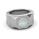 3 - Dominic 0.96 ctw Opal Hexagonal Halo Men Wedding Band (11 mm) 