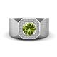 1 - Dominic 1.40 ctw Peridot Hexagonal Halo Men Wedding Band (11 mm) 