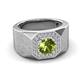 3 - Dominic 1.40 ctw Peridot Hexagonal Halo Men Wedding Band (11 mm) 