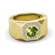 3 - Dominic 1.40 ctw Peridot Hexagonal Halo Men Wedding Band (11 mm) 