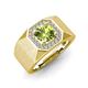 4 - Dominic 1.40 ctw Peridot Hexagonal Halo Men Wedding Band (11 mm) 