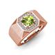4 - Dominic 1.40 ctw Peridot Hexagonal Halo Men Wedding Band (11 mm) 