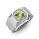 4 - Dominic 1.40 ctw Peridot Hexagonal Halo Men Wedding Band (11 mm) 