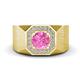 1 - Dominic 1.50 ctw Created Pink Sapphire Hexagonal Halo Men Wedding Band (11 mm) 