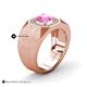 5 - Dominic 1.50 ctw Created Pink Sapphire Hexagonal Halo Men Wedding Band (11 mm) 
