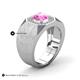 5 - Dominic 1.50 ctw Created Pink Sapphire Hexagonal Halo Men Wedding Band (11 mm) 