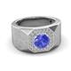 3 - Dominic 1.50 ctw Tanzanite Hexagonal Halo Men Wedding Band (11 mm) 