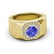 3 - Dominic 1.50 ctw Tanzanite Hexagonal Halo Men Wedding Band (11 mm) 