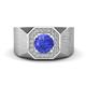 1 - Dominic 1.50 ctw Tanzanite Hexagonal Halo Men Wedding Band (11 mm) 