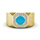 1 - Dominic 0.92 ctw Turquoise Hexagonal Halo Men Wedding Band (11 mm) 