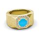 3 - Dominic 0.92 ctw Turquoise Hexagonal Halo Men Wedding Band (11 mm) 