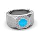 3 - Dominic 0.92 ctw Turquoise Hexagonal Halo Men Wedding Band (11 mm) 