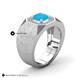 5 - Dominic 0.92 ctw Turquoise Hexagonal Halo Men Wedding Band (11 mm) 