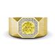 1 - Dominic 1.30 ctw Yellow Diamond Hexagonal Halo Men Wedding Band (11 mm) 