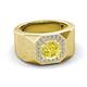 3 - Dominic 1.30 ctw Yellow Diamond Hexagonal Halo Men Wedding Band (11 mm) 