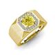 4 - Dominic 1.30 ctw Yellow Diamond Hexagonal Halo Men Wedding Band (11 mm) 