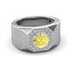 3 - Dominic 1.50 ctw Created Yellow Sapphire Hexagonal Halo Men Wedding Band (11 mm) 