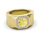 3 - Dominic 1.50 ctw Created Yellow Sapphire Hexagonal Halo Men Wedding Band (11 mm) 